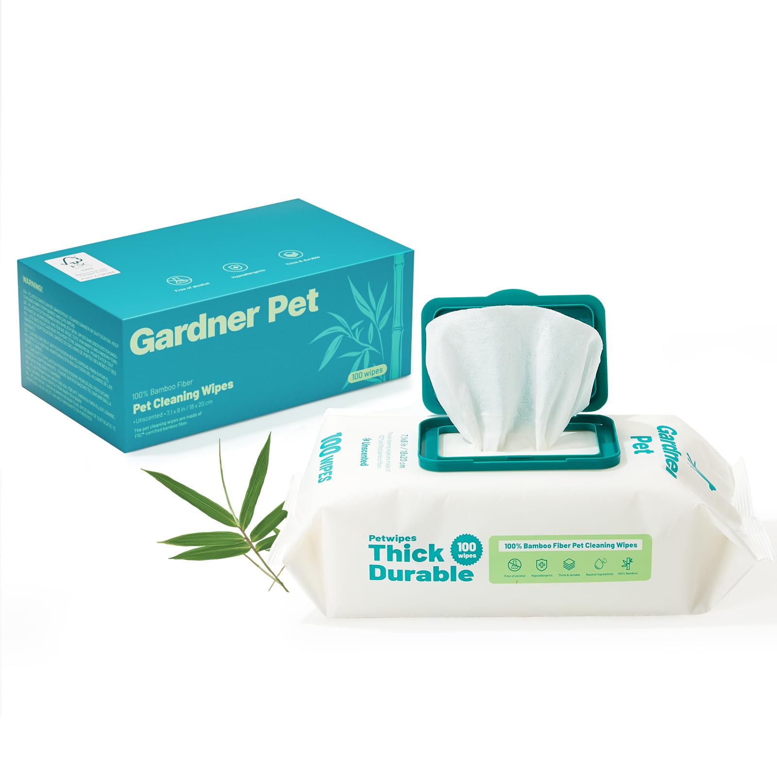 Gardner Pet Bamboo Dog Wipes For Paws And Butt, Dog Wipes Cleaning Deodorizing, Soothing Pets Wipes With Coconut Oil, Extra Thic