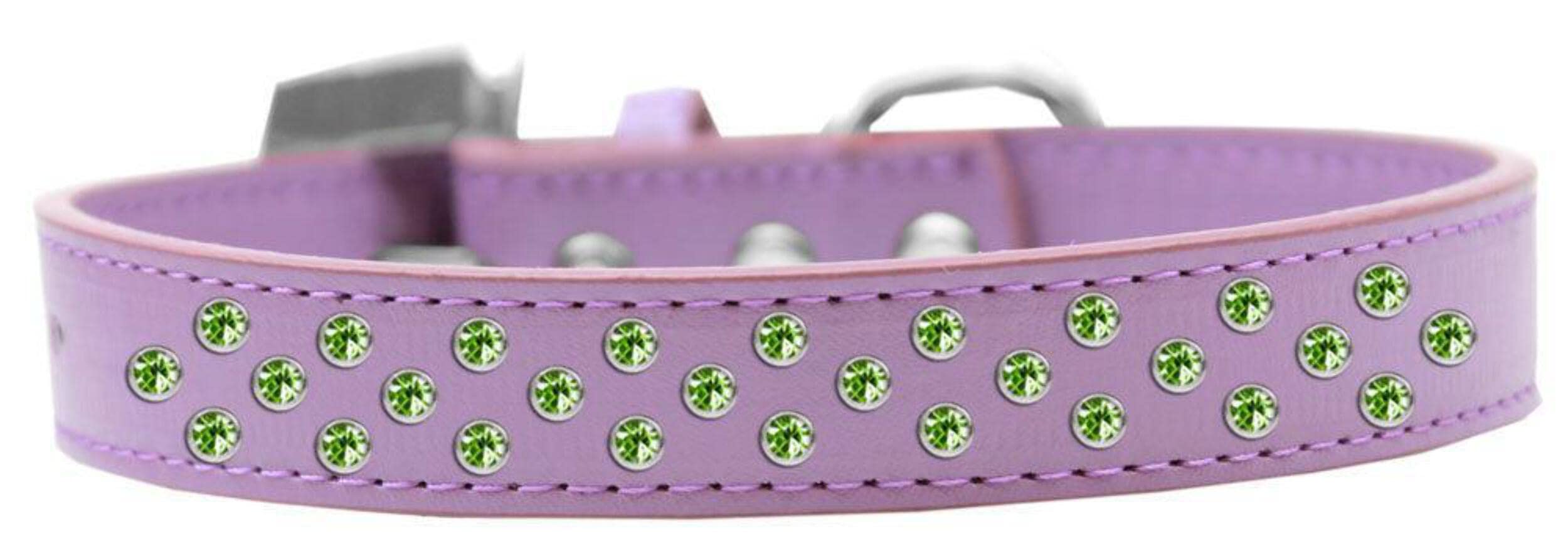 Mirage Pet Products Sprinkles Dog Collar with Lime Green Crystals, Size 16, Bright Pink
