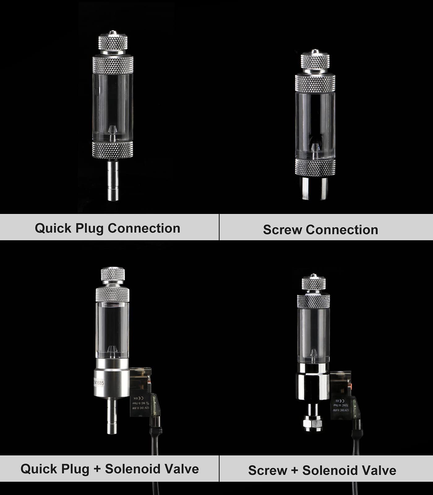 Clscea Co2 Bubble Counter With Solenoid Valve And Check Valve For Co2 Generator Regulator Planted Aquarium Quick-Plug Connection
