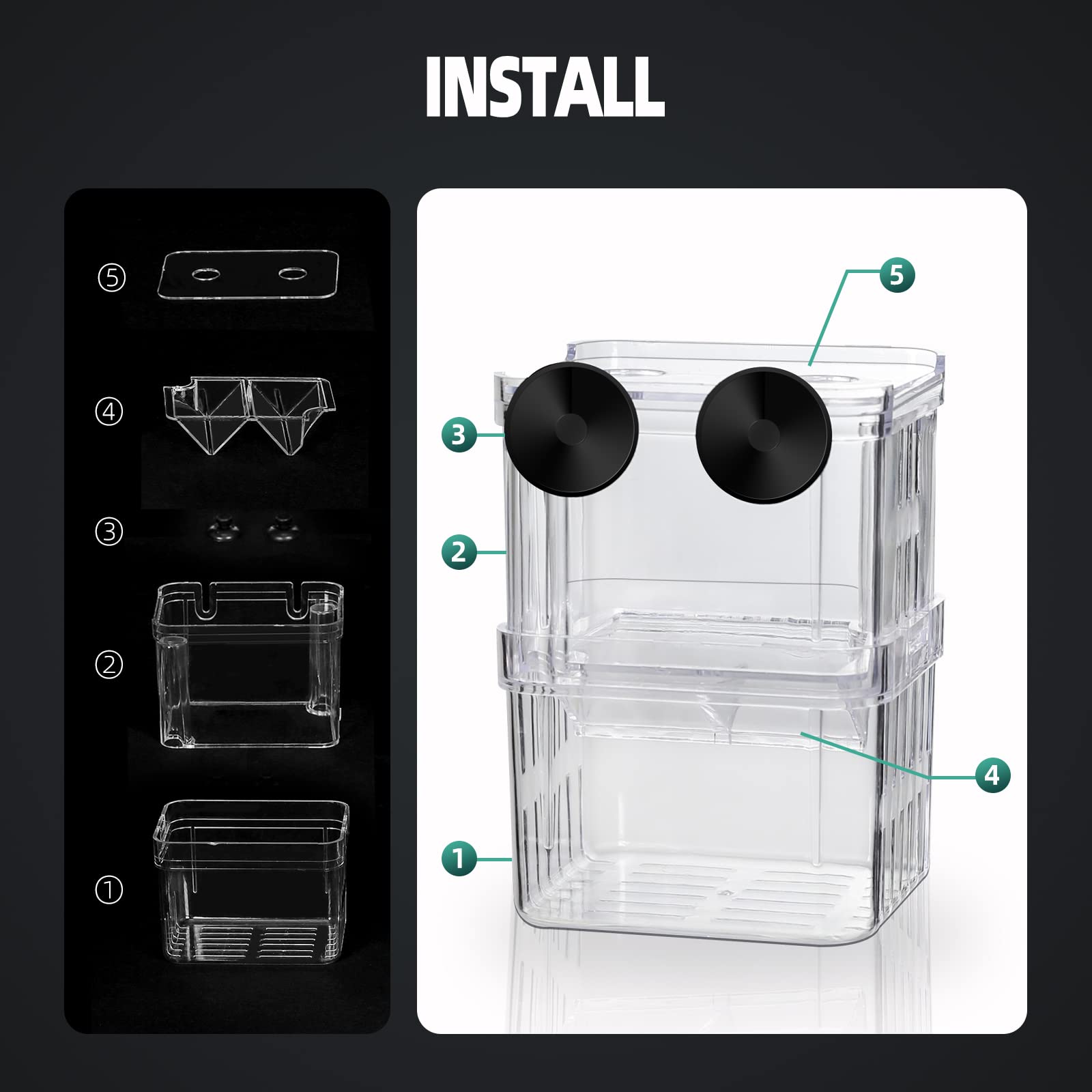 Breeding Box for Fish Tank, Aquarium Hatchery Incubator Breeder Box, Isolation Divider Hatching Boxes for Small Baby Fishes Shri