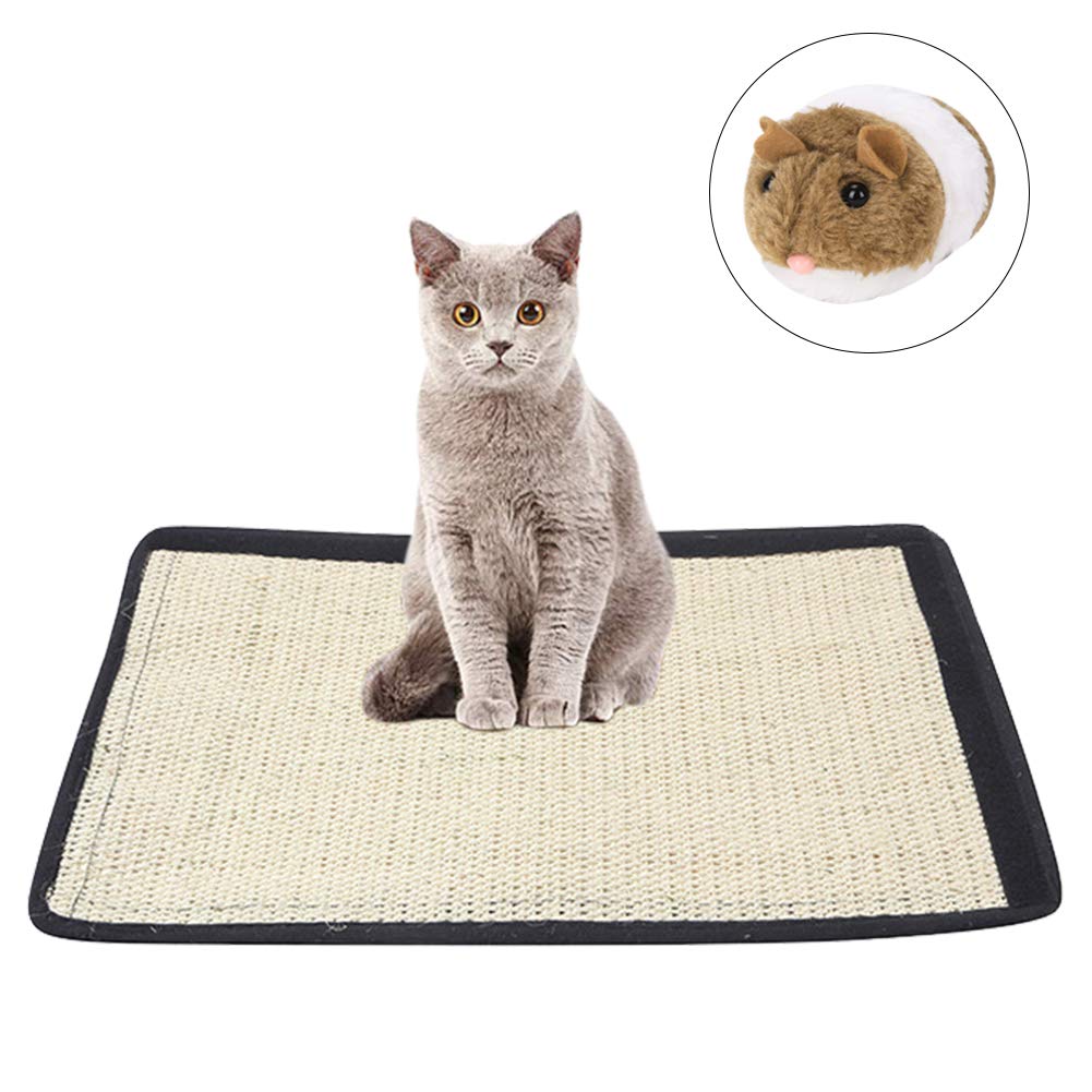 Cat Scratcher Mat With Interactive Mouse Toy, Cat Scratching Post Natural Sisal Table Leg Scratch Wrap Cat Grinding Claws Scratc