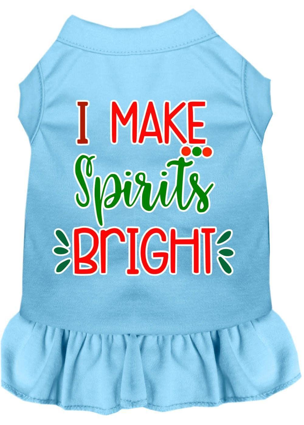 Christmas Pet Dog & Cat Dress Screen Printed, &quot;I Make Spirits Bright&quot; Black W/Bright Pink LG (10-14 lbs.)