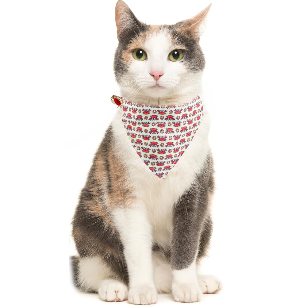 Cat Collar Breakaway With Cute Bandana And Bell Accessories For Kitty Adjustable Safety