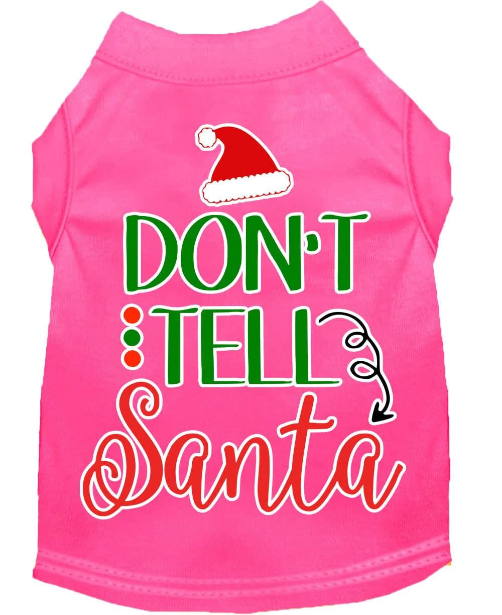 Christmas Pet Dog & Cat Shirt Screen Printed, &quot;Don't Tell Santa&quot; Yellow SM (3-6 lbs.)