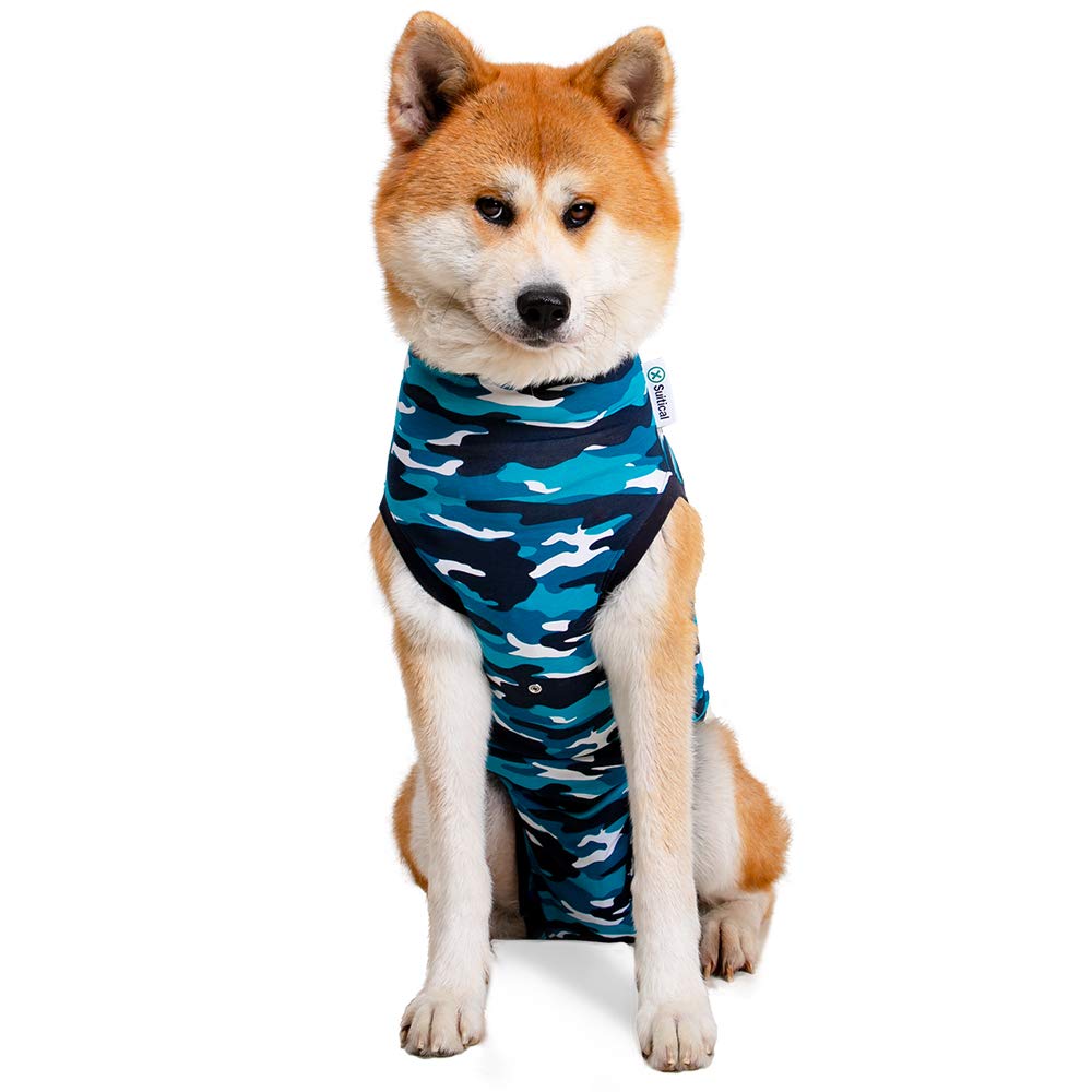 Suitical Recovery Suit For Dogs | Spay And Neutering Dog Surgery Recovery Suit For Male Or Female | Soft Fabric For Skin Conditions | 2Xl | Neck To Tail 31.5”-36.2” | Blue Camouflage