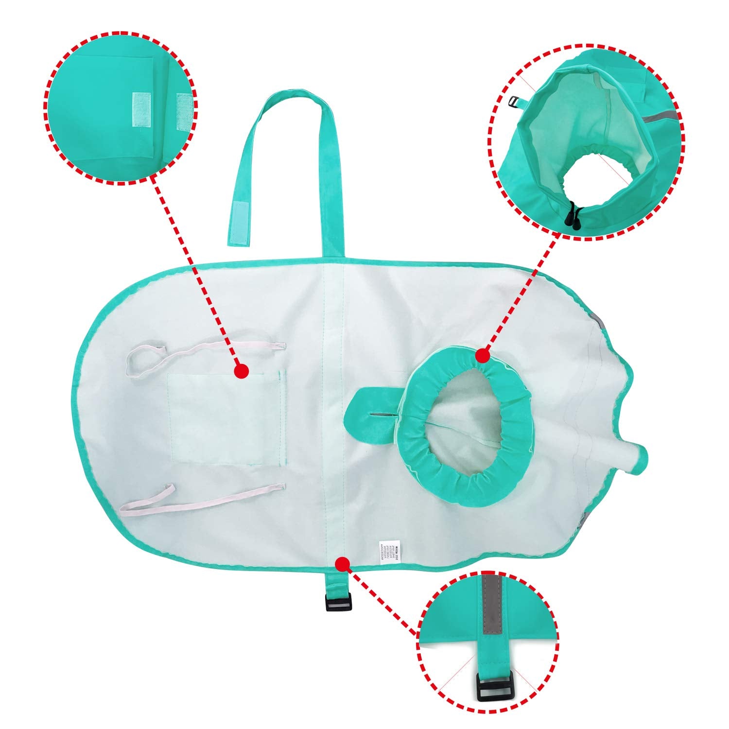 Mikayoo Large Dog Raincoat Adjustable Pet Waterproof Clothes Lightweight Rain Jacket Poncho Hoodies with Strip Reflective(Lake B