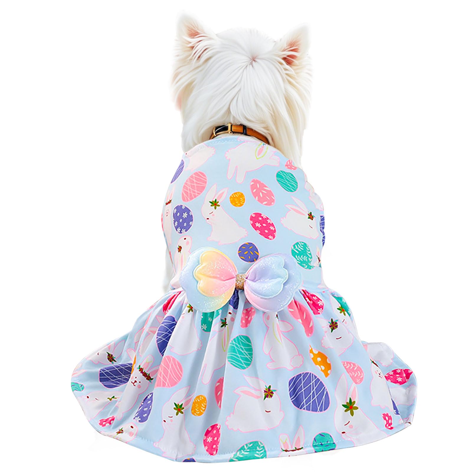 Habbiful Pet Dog Easter Outfit, Egg Bunny Light Blue Dog Dress Spring Summer Pet Doggie Apparel For Dogs Cats Gifts, L