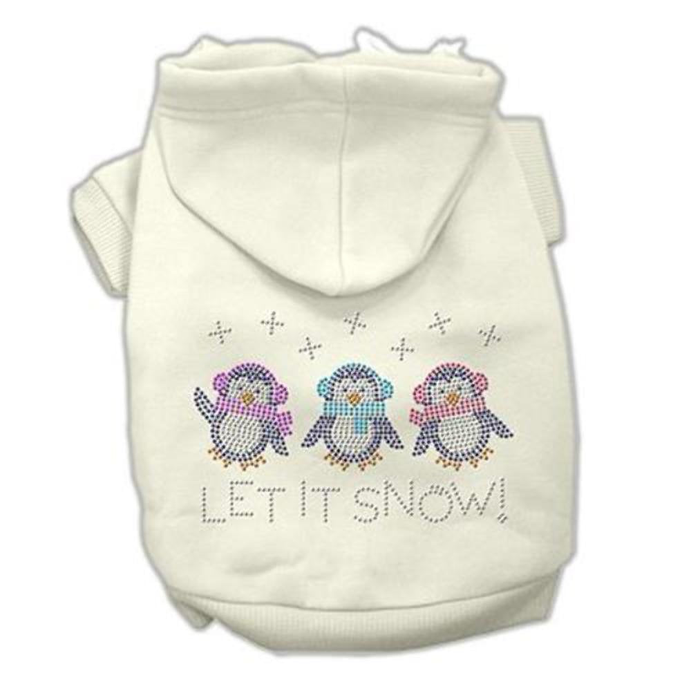 Mirage Pet Products 14-Inch Let it Snow Penguins Rhinestone Hoodie, Large, Cream