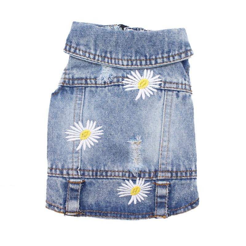 Pet Clothes Denim Dog Costume Summer Cowboy Vest Daisy Shirt Jeans Jacket Puppy Clothing For Chihuahua Yorkies Xxl