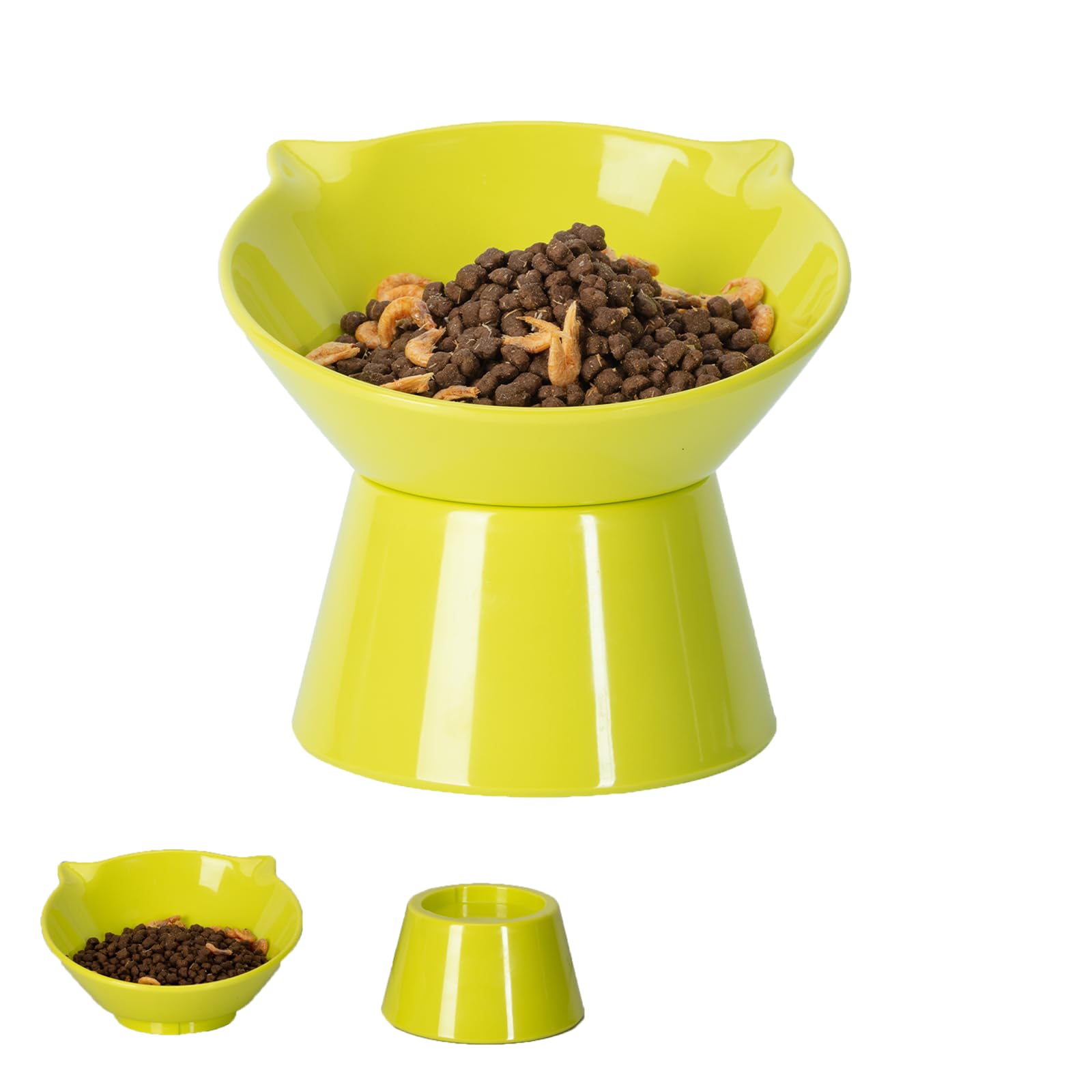 LuckyPots Detachable Elevated Cat Bowls, 15 Tilted Raised Cat Food Bowl Anti-Vomiting,Whisker Friendly, Adjustable Pet Dishes fo