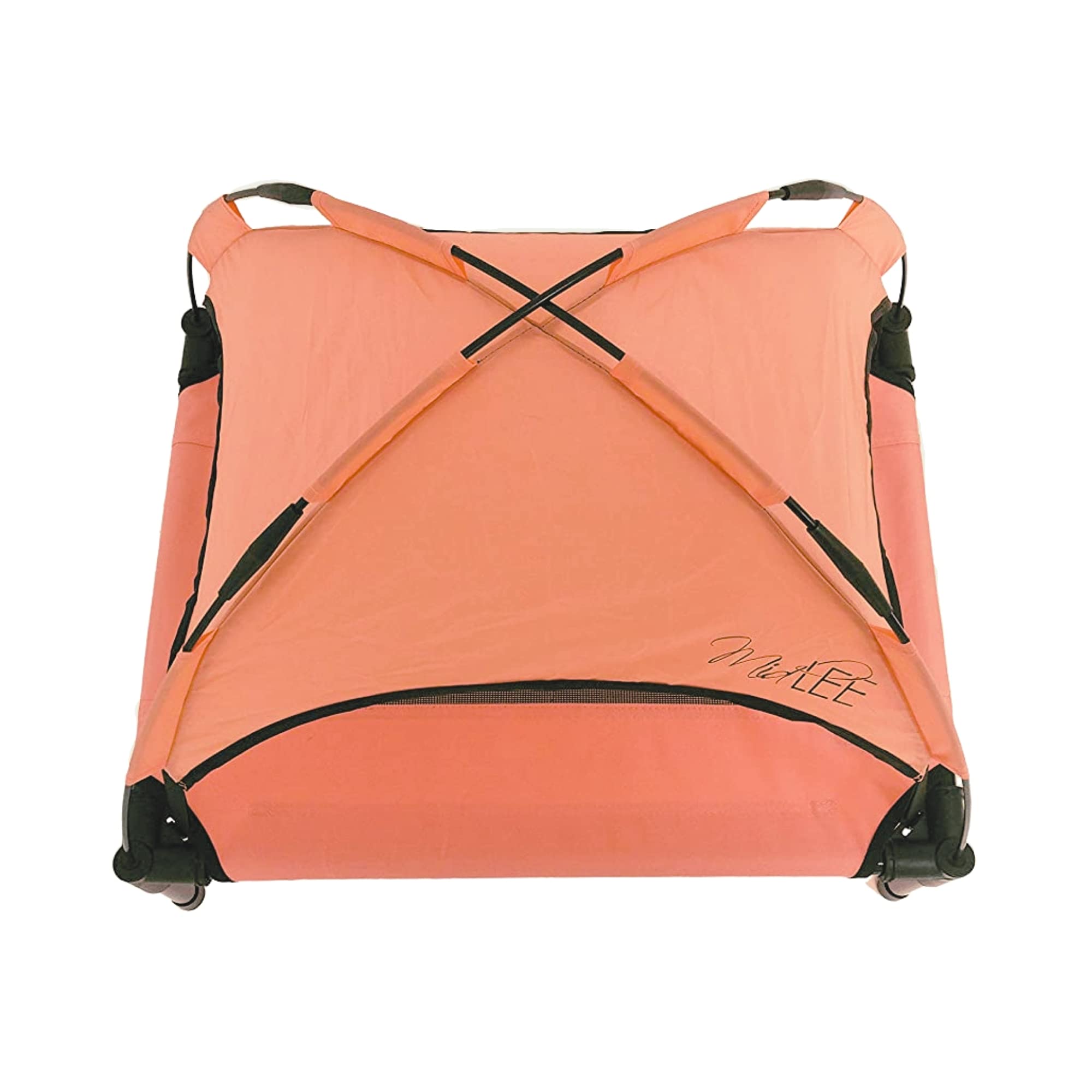 Midlee Salmon Dog Cot With Canopy (24'' X 30'')- Elevated Dog Bed Outside Dog Tent Carrying Bag