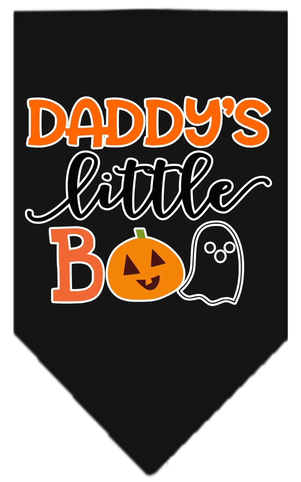 Halloween Pet and Dog Bandana Screen Printed, "Daddy's Little Boo" Emerald Green Small
