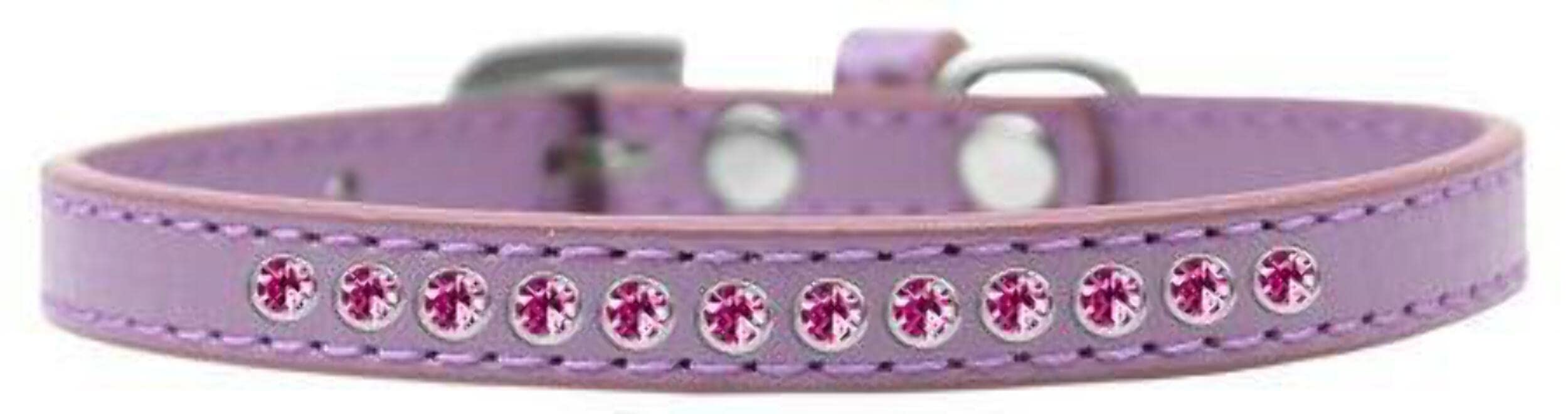 Dog, Puppy & Pet Fashion Collar, "Bright Pink Crystal Rimsets" Lavender 16