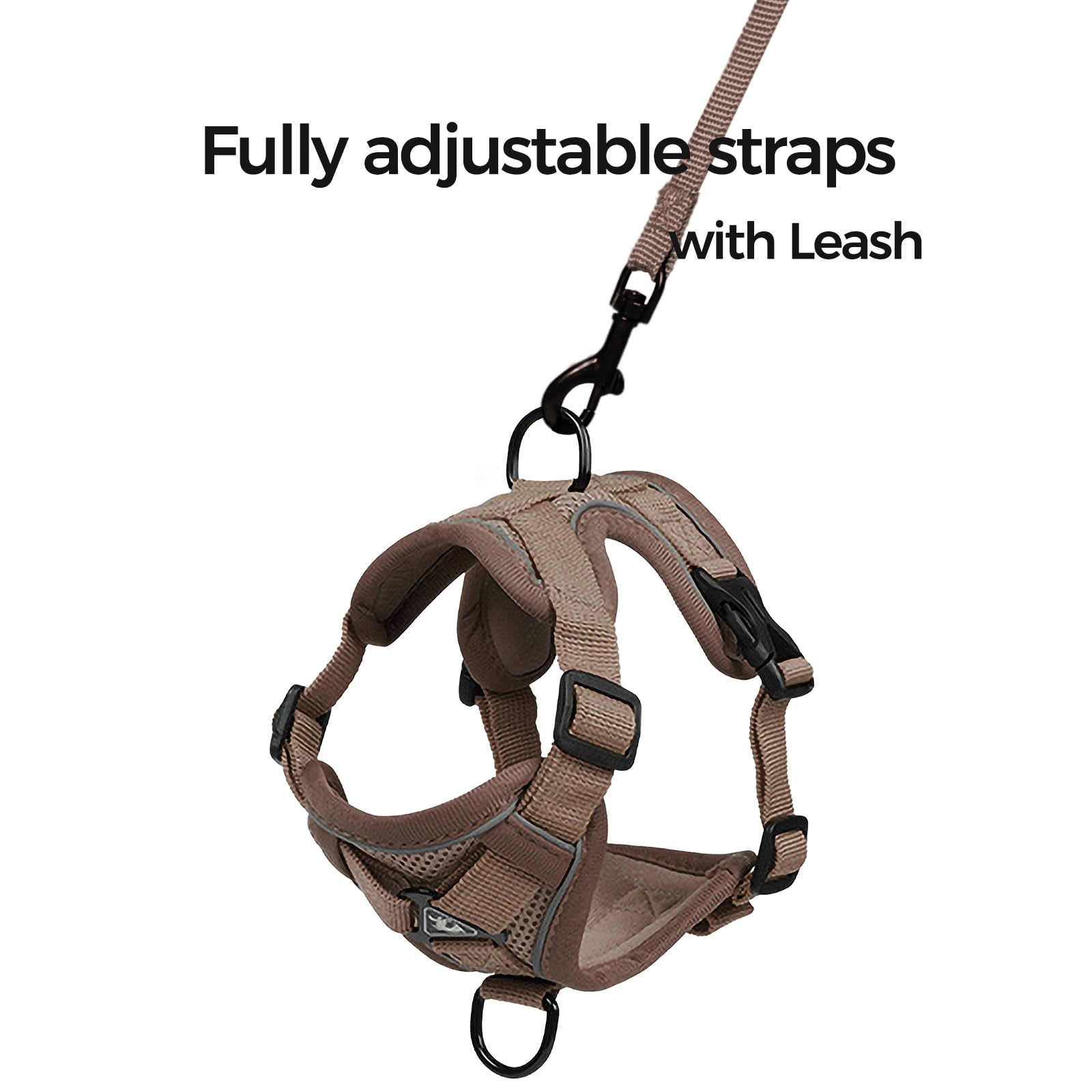 pangdi Cat Harness and Leash Set Escape Proof Tactical Small Kitten Harness Emotional Support Cat Vest, Brown, S