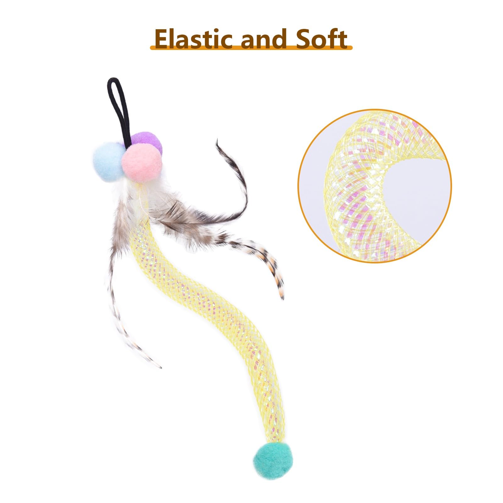 Orsda 3 Pcs Replacement Refills For Cat Ball Toys, Feather Tail, Elastic Net Tail, Plush Shrimps For Interactive Kitten Toys For