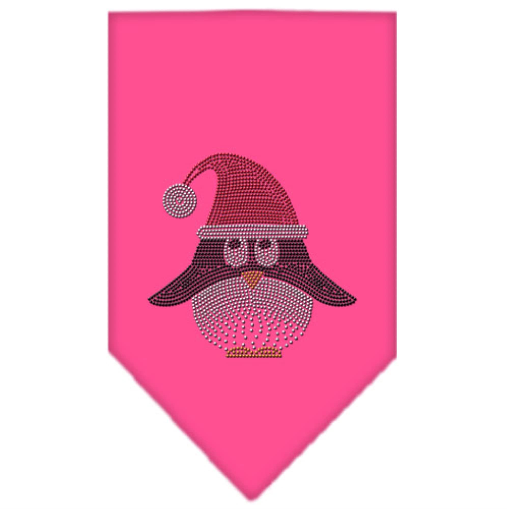 Christmas Pet and Dog Bandana Rhinestone, &quot;Santa Penguin&quot; Bright Pink Small