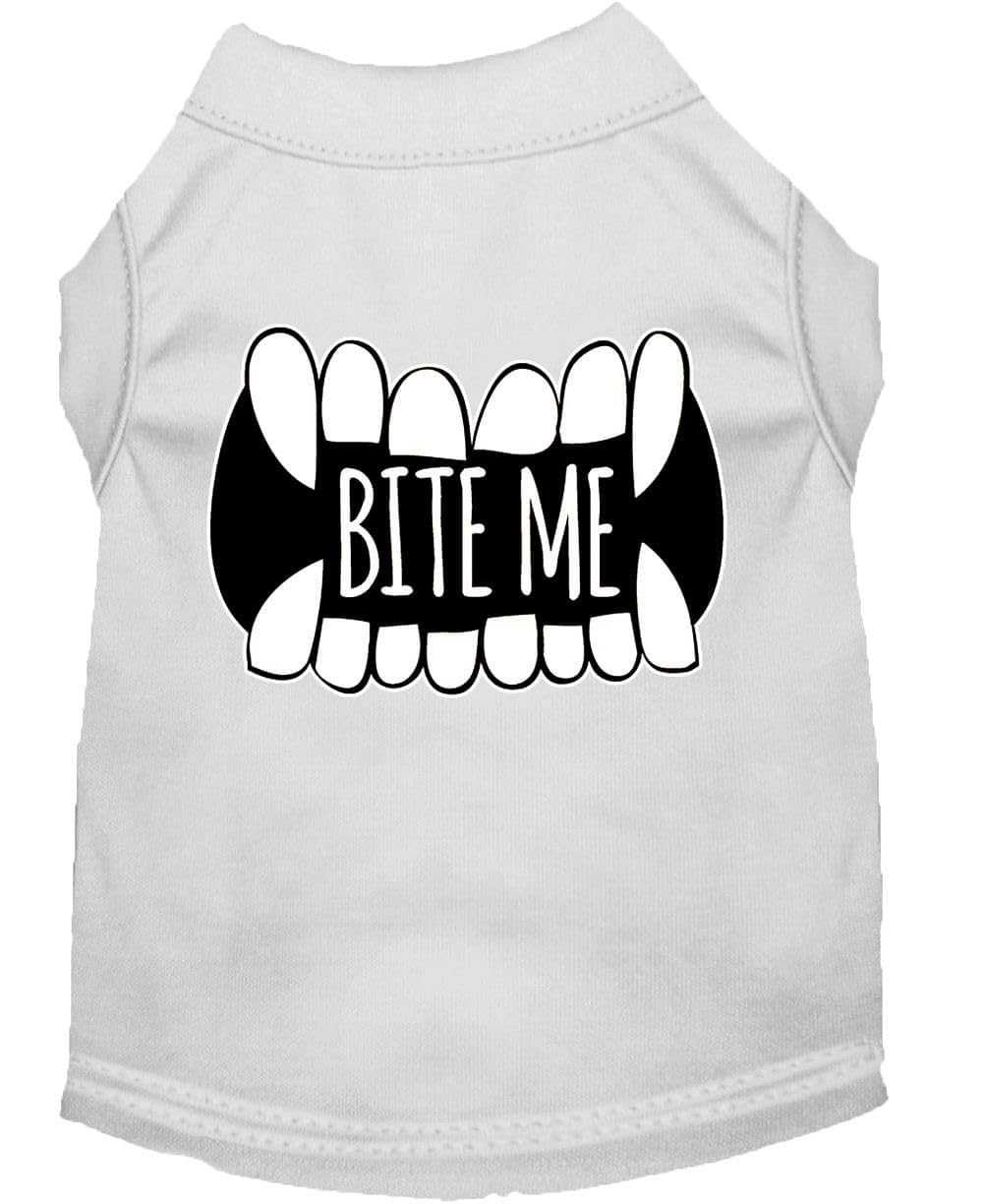 Bite Me Screen Print Dog Shirt White Xl 16