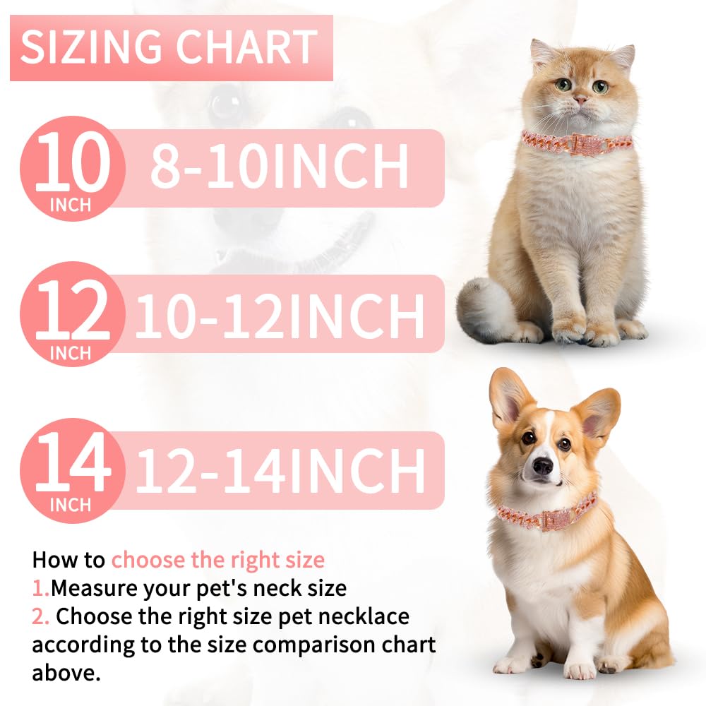 Pink Diamond Cuban Link Choker Collar For Girls' Medium Dogs