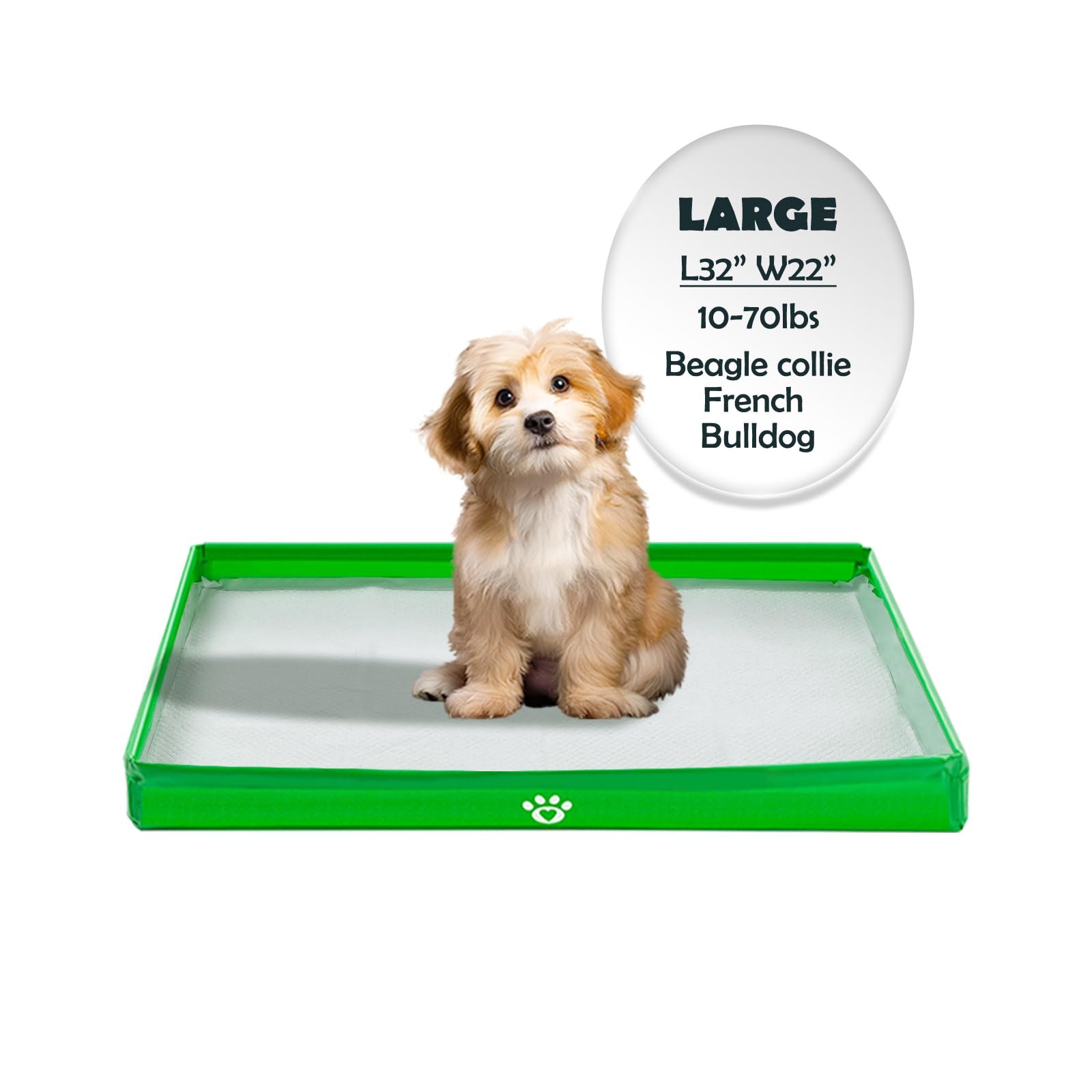 Meexpaws Dog Pee Pad Holder Foldable, Puppy Pad Holder Liner Base High Side, Dog Litter Box Indoor 33X22, Training Pad Holder Le