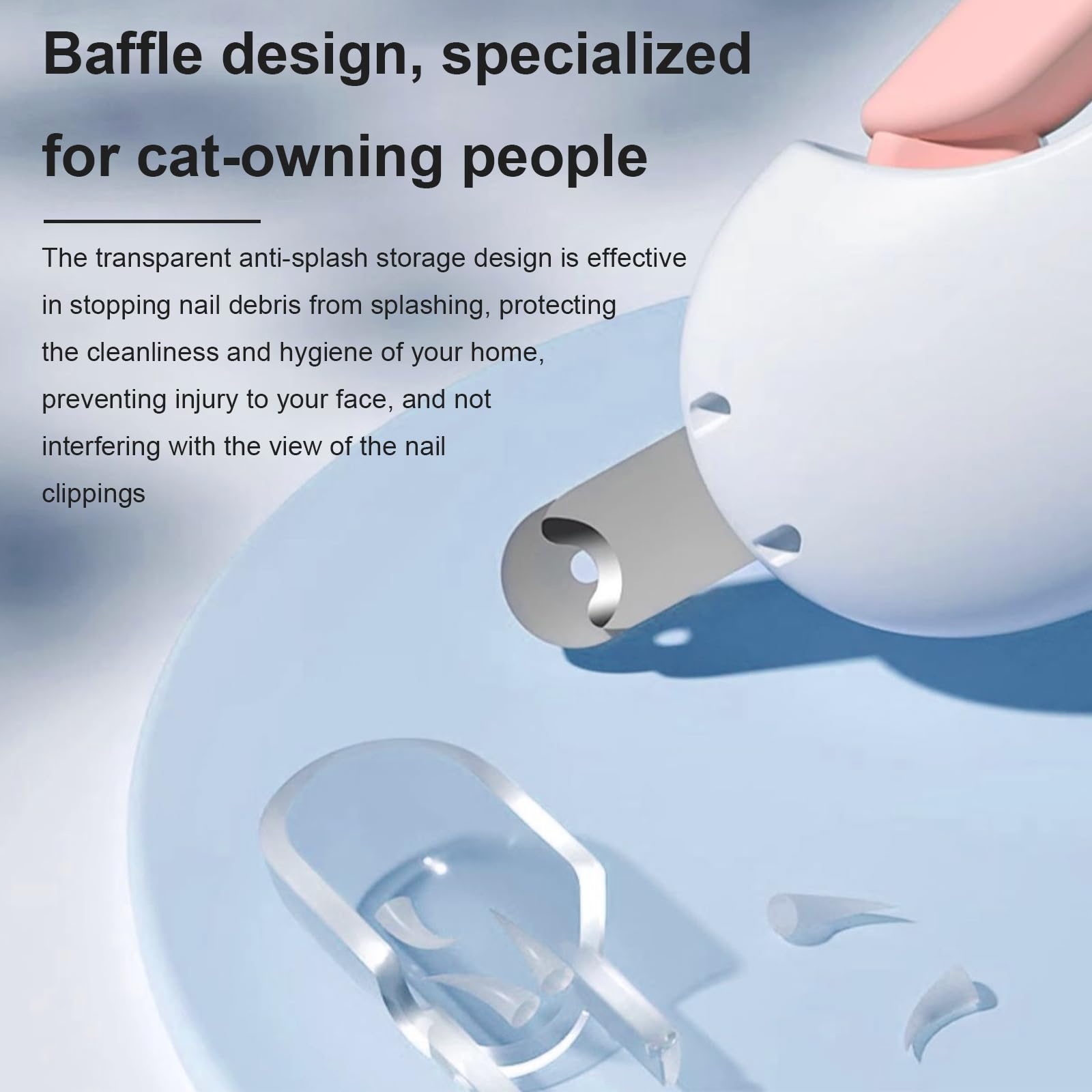 Wanheart Pink Pett Nail Clipper for Cats - Gentle Trimmer with Dust Storage, Adjustable Size & Hidden Nail File, Safe Pet Grooming Tool