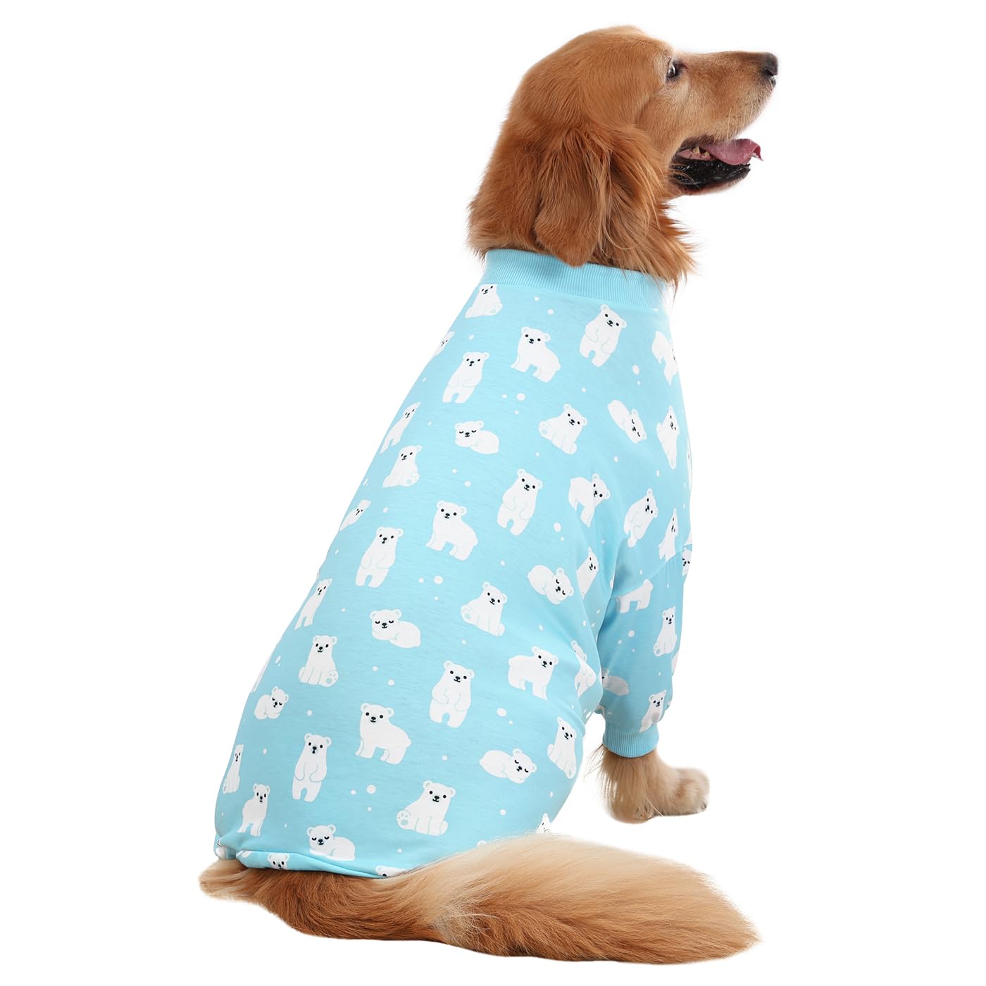 HDE Dog Pajamas One Piece Jumpsuit Lightweight Dog PJs Shirt for M-3XL Dogs Sleepy Polar Bears - M