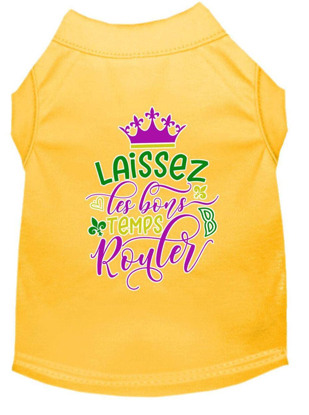 Mirage Pet Product Laissez Les Bons Temps Rouler Screen Print Mardi Gras Dog Shirt Yellow Lg