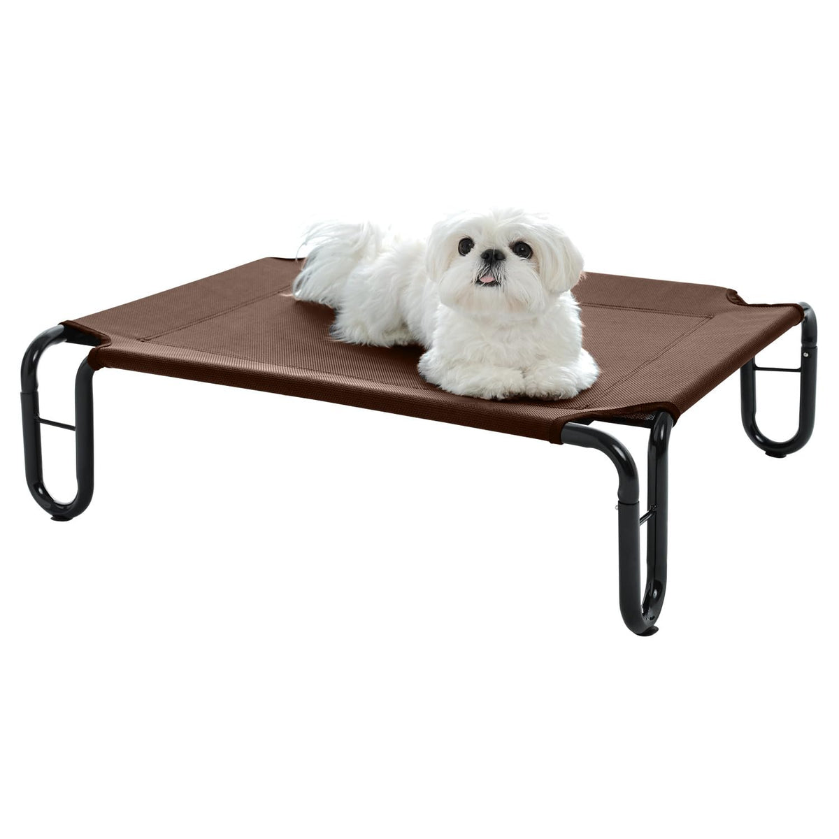 Pettycare Elevated Outdoor Dog Bed - Dog Cots Beds For Small Dogs, Waterproof Raised Dog Bed Easy To Assemble, Cooling Elevated Dog Bed With Teslin Mesh, Durable, Non Slip, Up To 35 Lbs,Brown