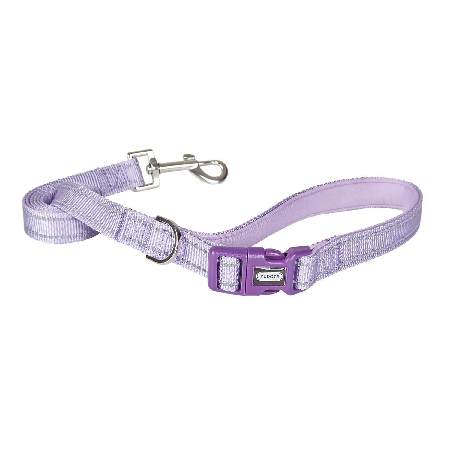 Yudote Reflective Dog Leash 4 Ft With Soft Padded And Buckle Handle, Nylon Heavy Duty Durable Dog Leashes For Medium Large Dogs,Lilac