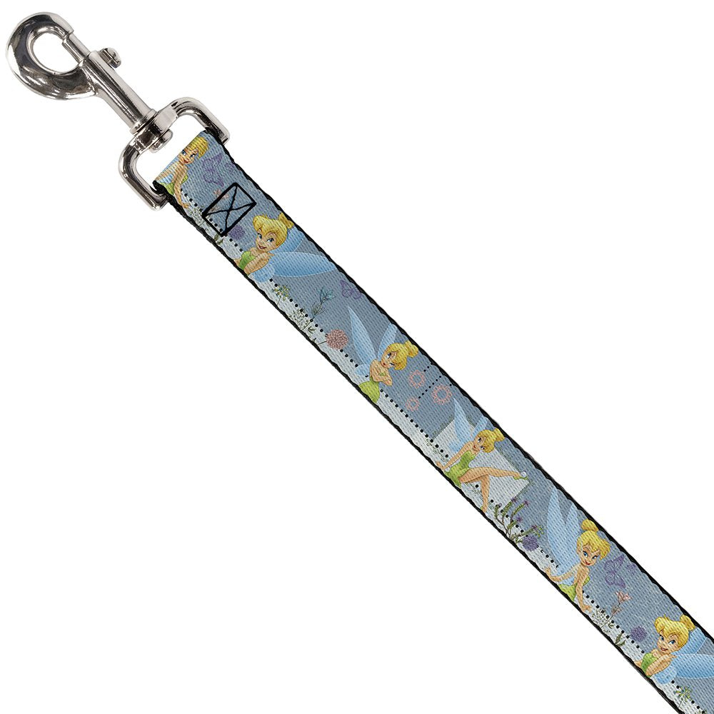 Buckle-Down Pet Leash - Tinker Bell Garden Poses - 6 Feet Long - 1/2' Wide