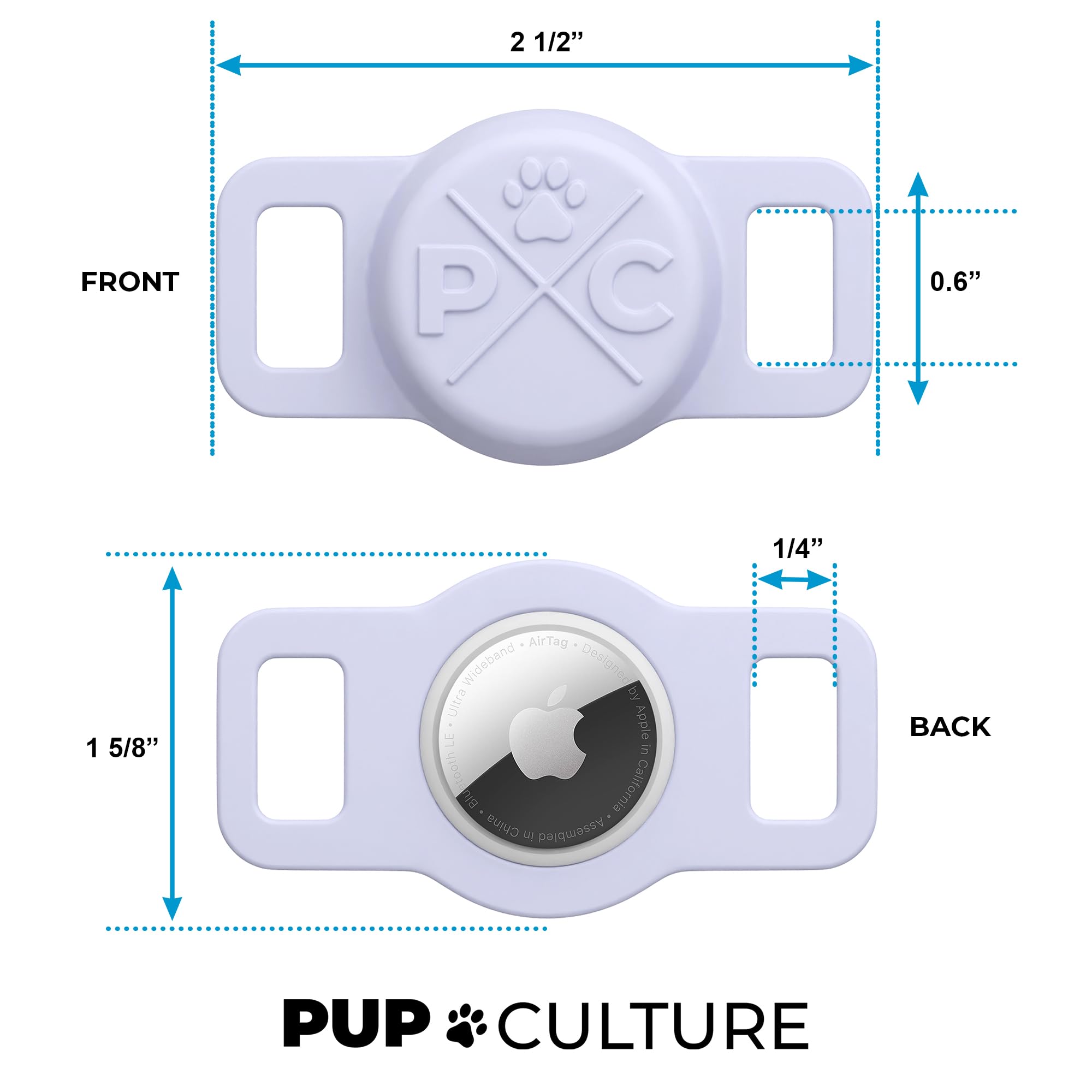 Pup Culture Cat Collar Airtag Holder - Extra-Durable, Lightweight, Protective - Track Your Cat With Apple Airtag