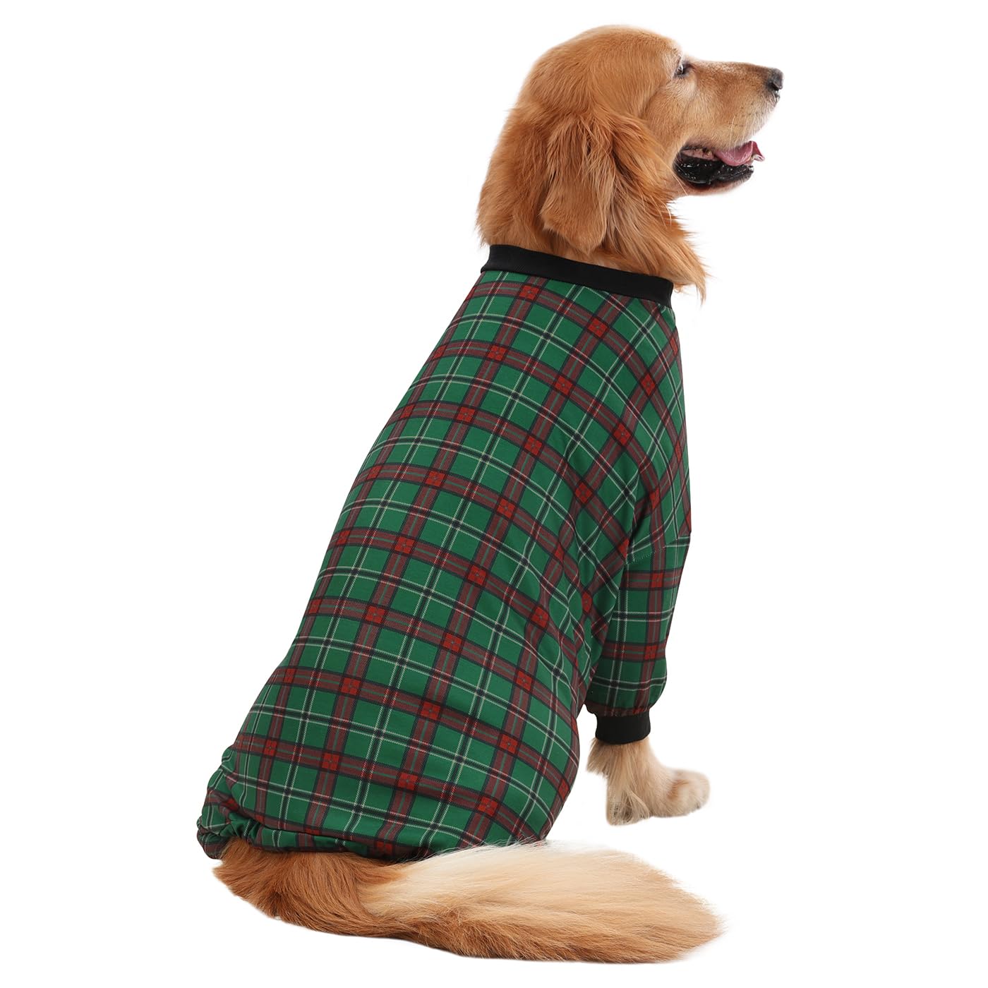 HDE Dog Pajamas One Piece Jumpsuit Lightweight Dog PJs Shirt for M-3XL Dogs Holiday Plaid - L