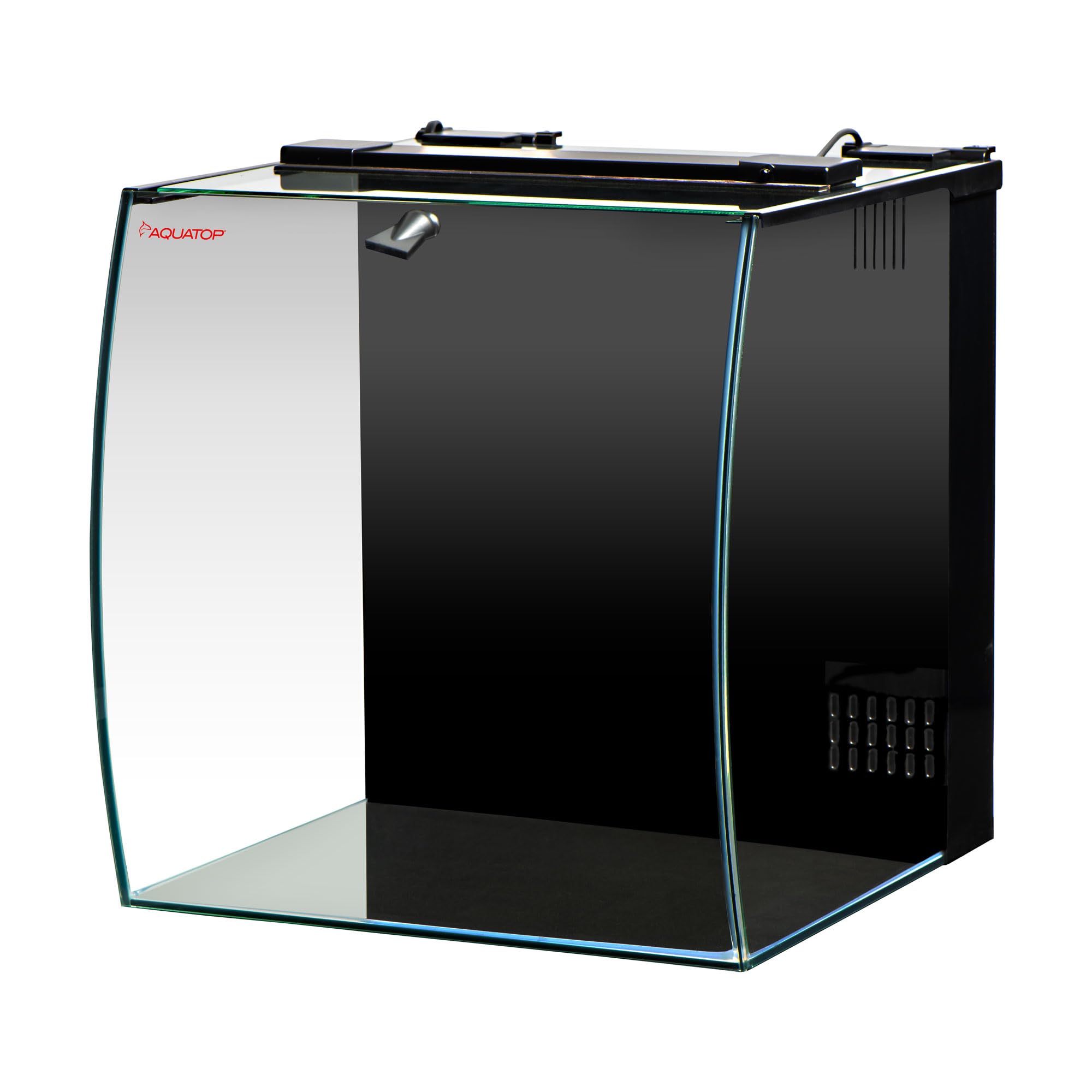 Aquatop 8.6 Gallon Bow Front Glass Aquarium Kit With Filter And Led Lighting - All In One Desktop Fish Tank, Ideal For Freshwate