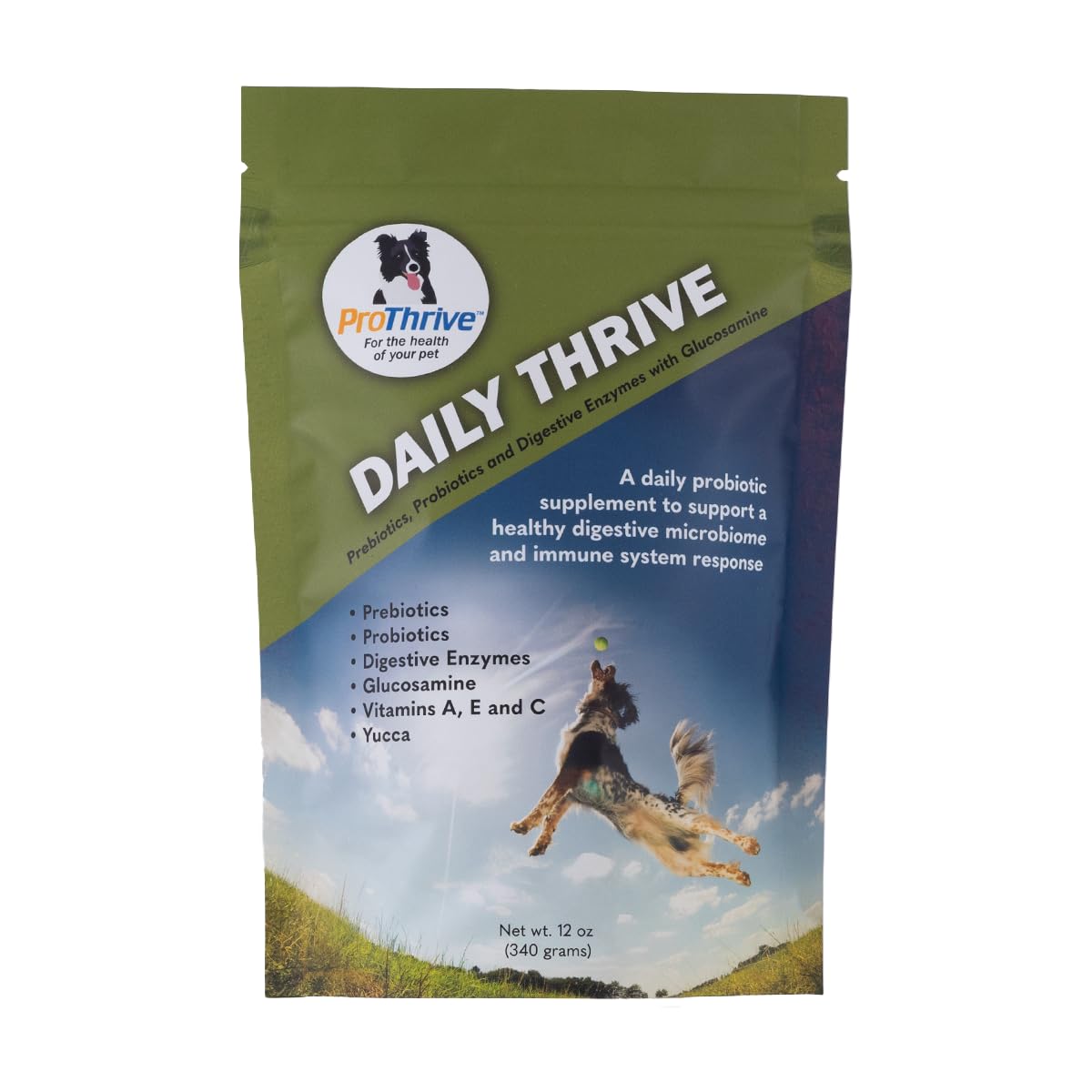 ProThrive Daily Dog Probiotics for Digestive Health & Joint Support, All Breed Probiotics for Dogs Supplement - 12oz