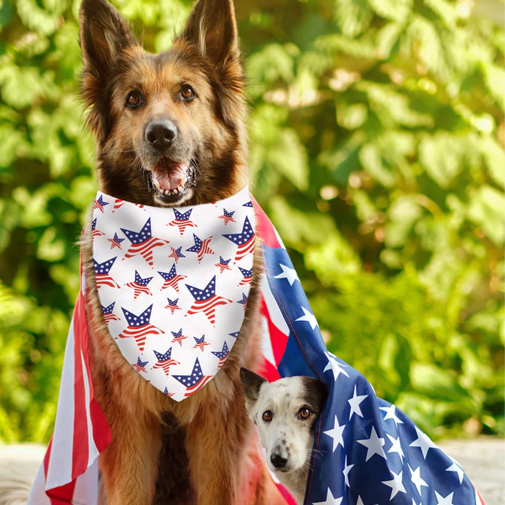 Alibbon 2 Pcs Patriotic Dog Bandanas, 4Th Of July Bandanas For Dogs, Star American Flag Triangle Pet Scarves Bibs For Cats, Inde