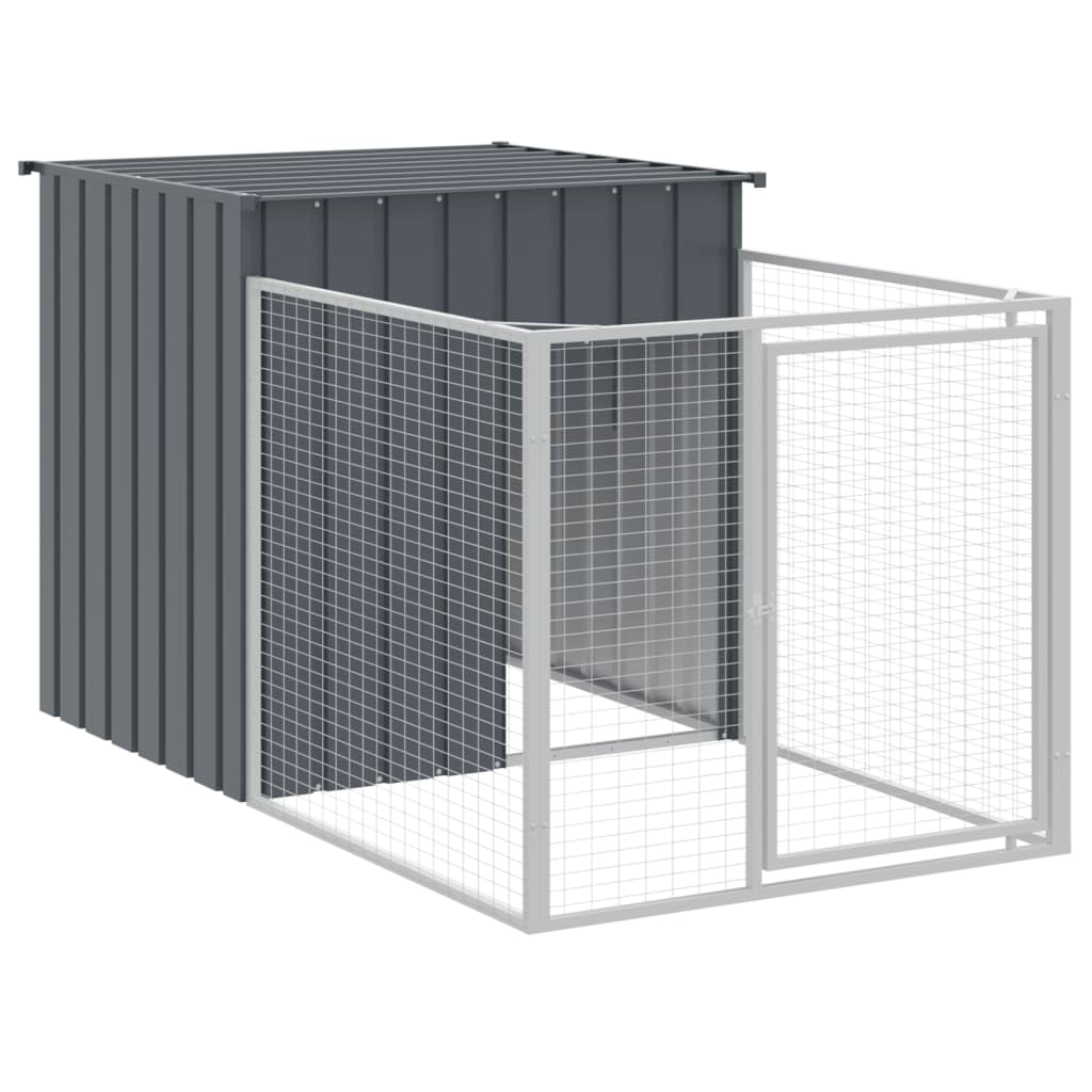vidaXL Dog House with Run Anthracite 43.3x320.1x43.3 Galvanized Steel