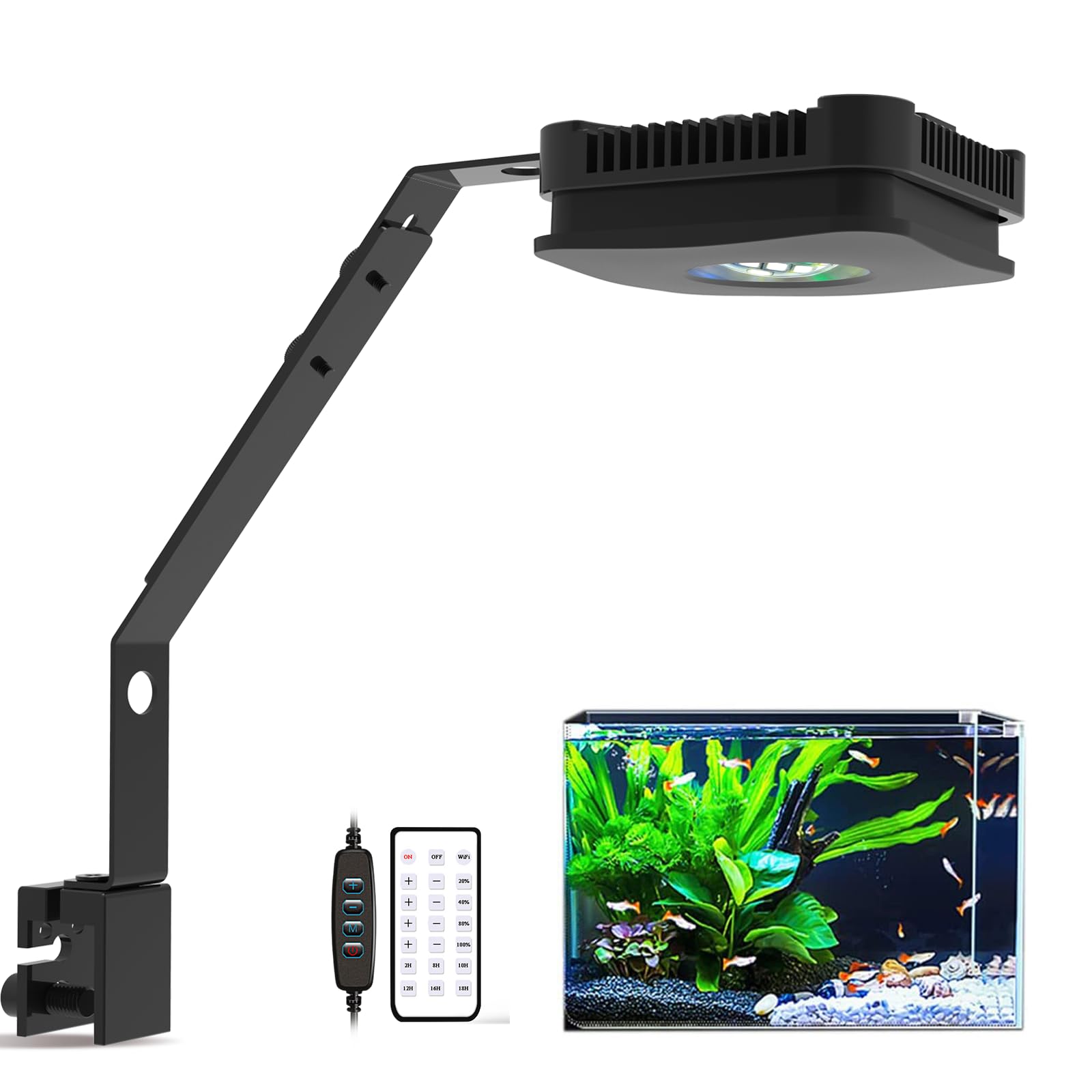 Lominie Aquarium Plant Light 30W Freshwater Led Aquarium Light Full Spectrum With Remote Control For Refugium Shrimp Tropical Fi