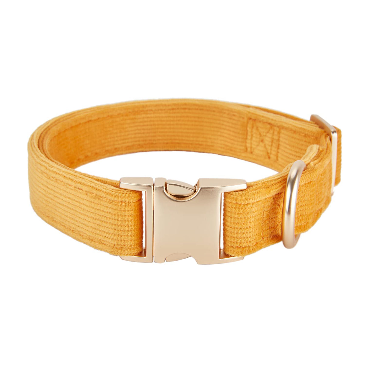 YUDOTE Soft Cotton Dog Collar with Metal Buckle Adjustable Heavy Duty Comfy Corduroy Collars for Small Medium Large Dogs,Orange,