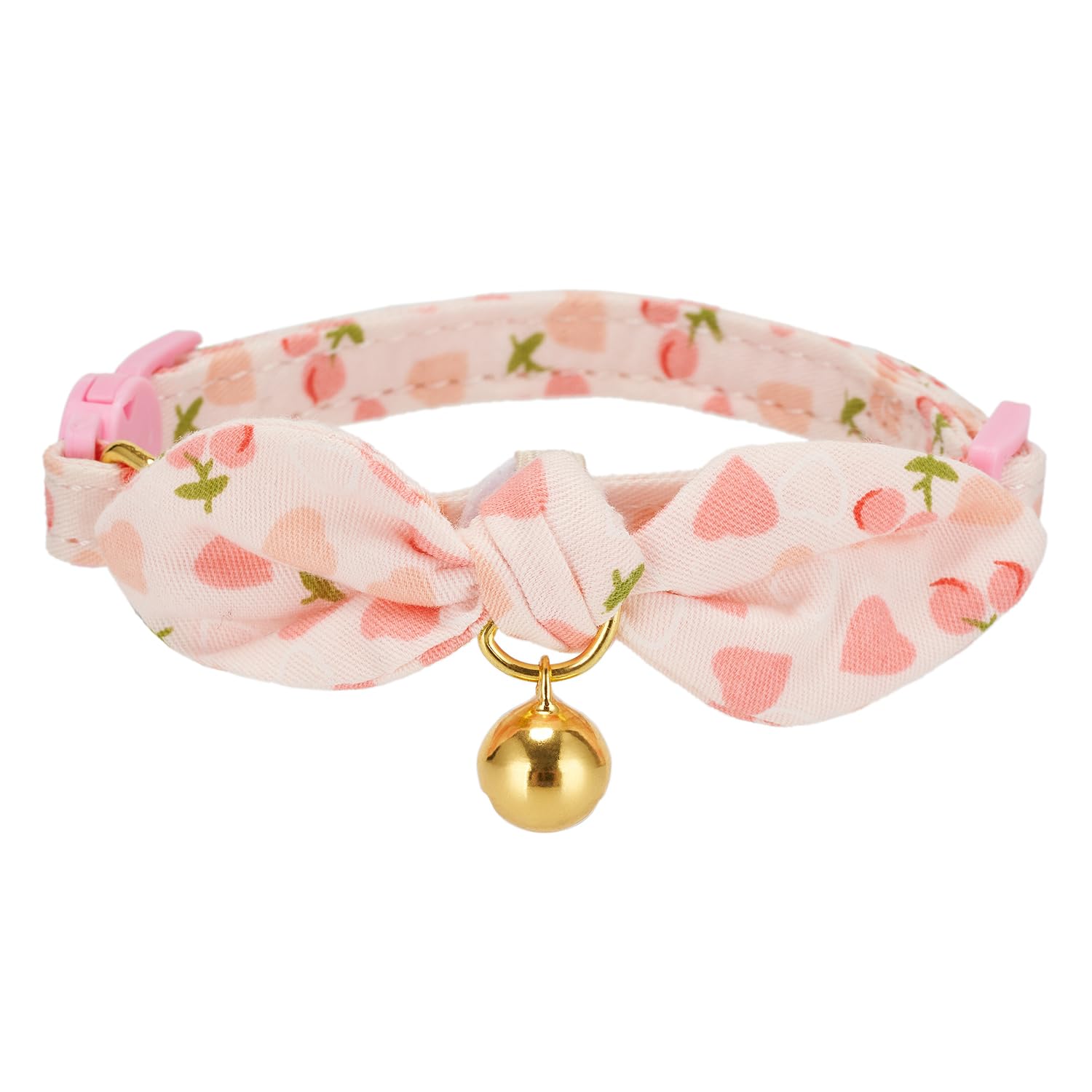 Yudote Cotton Bowtie Cat Collar With Bell 2 Pack Adjustable Breakaway Kitten Collars With Removeable Bow Pink Girl Cat Collars