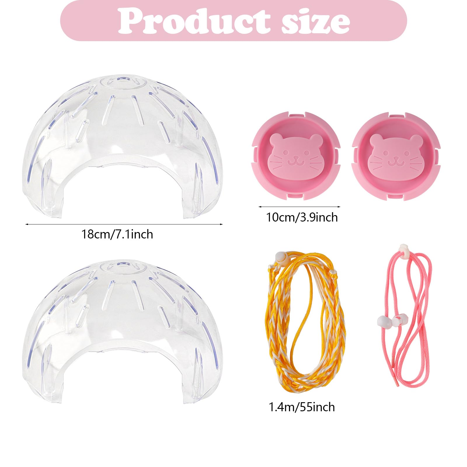 7.1Inch Hamster Exercise Ball, Hamster Transparent Running Ball With Traction Rope And Back Rope, Hamster Cage Accessories For H