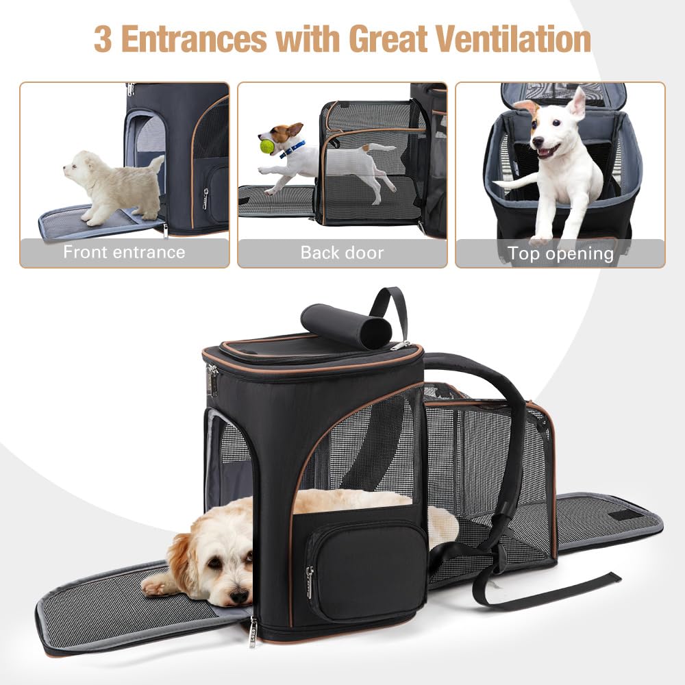 Lekereise Black Cat Backpack For Large Cats And Dogs Up To 20-25 Lbs Expandable Pet Carrier Backpack Dog Backpack With Safety Le
