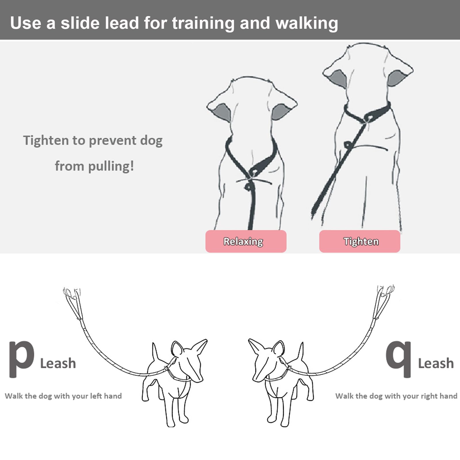 Btinesful 7Ft Slip Lead Dog Leash, Strong Nylon Rope Leash, 1/4 Inch Diam Dog Training Lead For Small Medium Large Dogs, Misty B