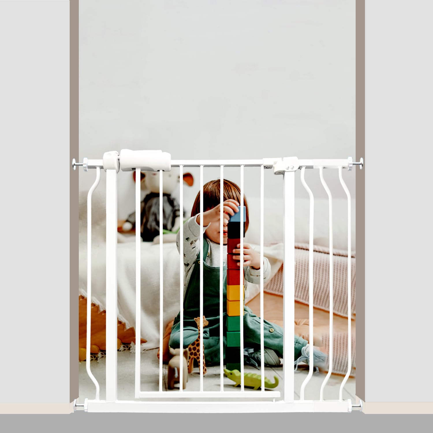 Vothco Walk Through Baby & Dog Gate 29-38.5 Inch, Pressure Mounted No Drilling, Adjustable Indoor Safety Gate for Stairs & Doorw
