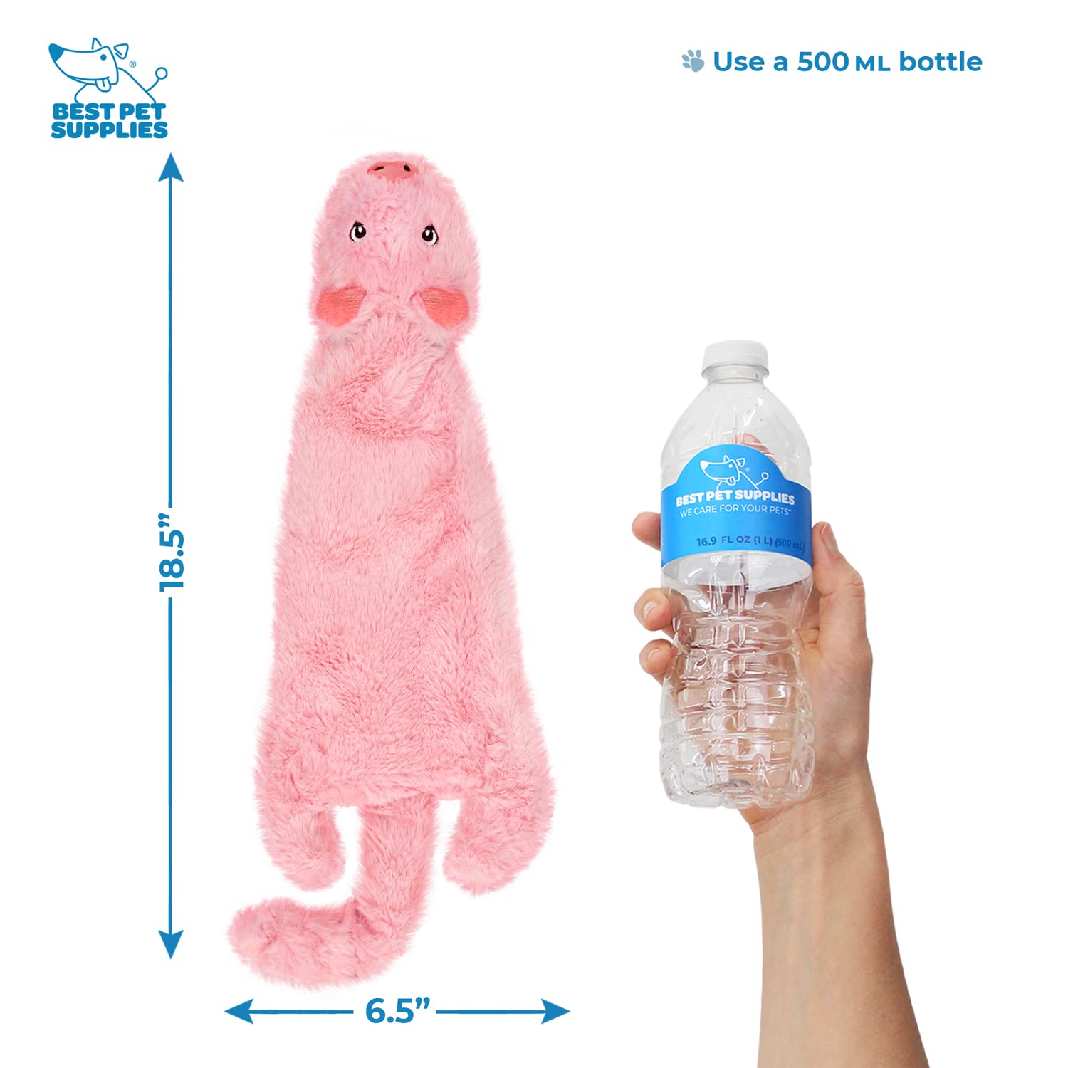 Best Pet Supplies 2-In-1 Stuffless Squeaky Dog Toys With Soft, Durable Fabric For Small, Medium, And Large Pets, No Stuffing For Indoor Play, Holds A Plastic Bottle - 1Wild Duck, Pig, Medium