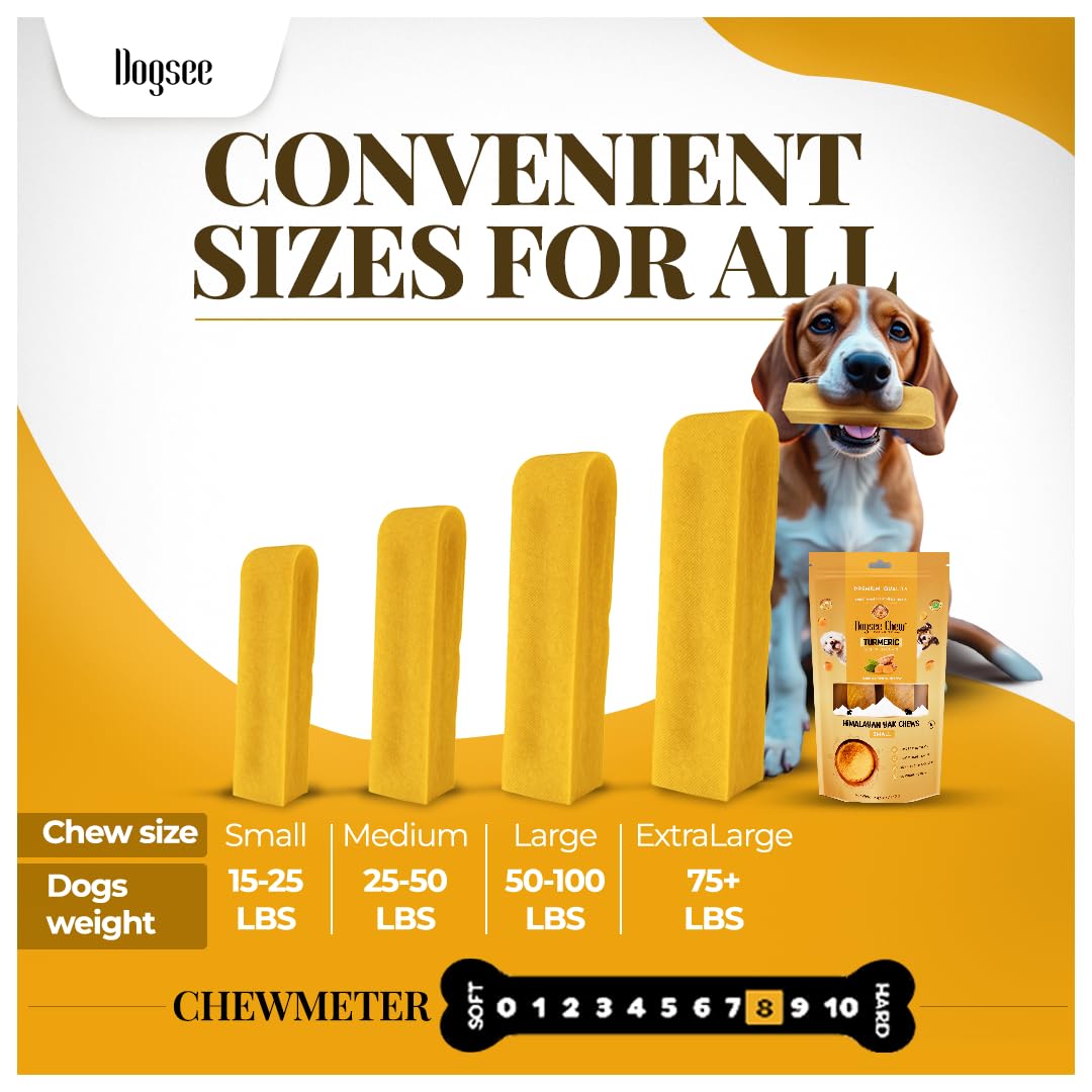 Dogsee Himalayan Yak Cheese with Turmeric 1lb (Small - 13 Pieces) | Rawhide-Free Treats for Small Dogs | Supports Joint Health |