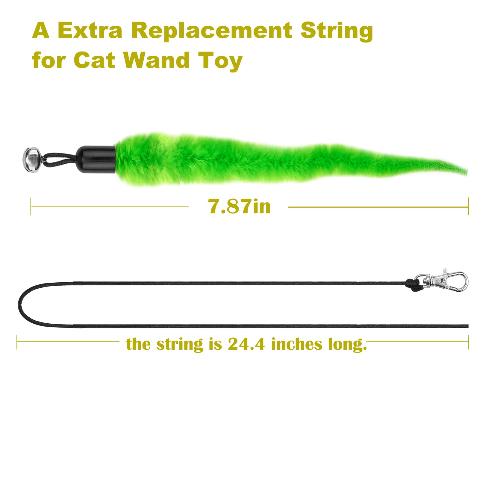 Meohui Cat Wand Toys Refills, Cat Feather Toys Accessories, 10Pcs Squiggly Worms Replacements And 1Pc Replacement String For Cat Fishing Pole, Assorted Teaser Refills With Bell For Indoor Cats Kitten