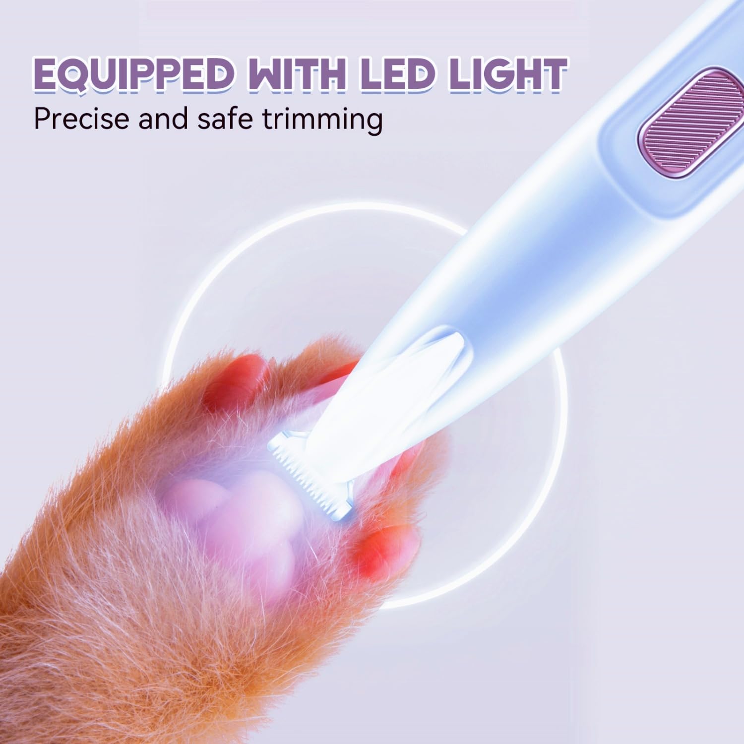 Paw Trimmer For Dogs Electric, Upgraded Pet Paw Trimmer With Led Light, Pet Hair Clippers Rechargeable Low Noise, Grooming Shave