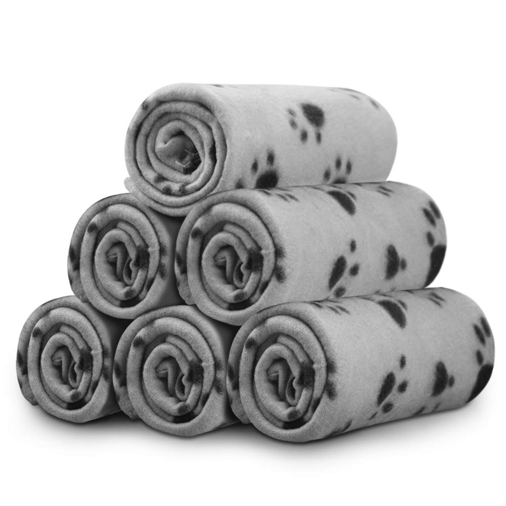 Comsmart Dog Blankets For Small Dogs, 6 Pack Puppy Blanket Cute Paw Print Pet Blanket For Dog, Puppy, Cat, Kitten, 24X28 Inches,