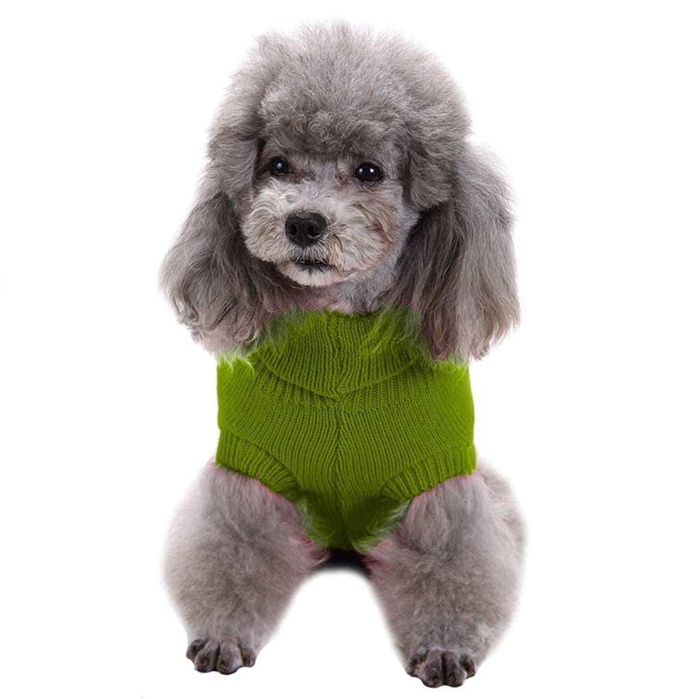 Small Dog Sweaters Knitted Pet Cat Sweater Warm Dog Sweatshirt Dog Winter Clothes Kitten Puppy Sweater (Large,Light Green)