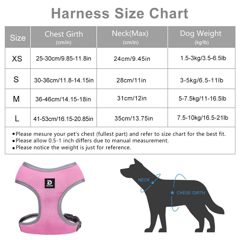 Puppy Harness And Leash Set - Dog Vest Harness For Small Dogs Medium Dogs- Adjustable Reflective Step In Harness For Dogs - Soft Mesh Comfort Fit No Pull No Choke (M, Pink)