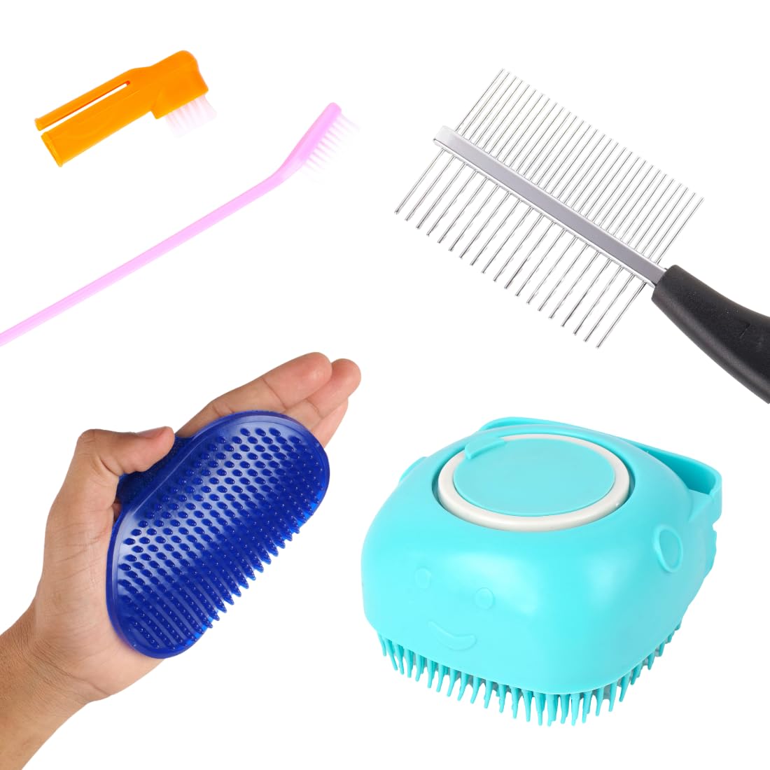 Dog Grooming Brush Set, MultiColor Pet Brushes and Combs, 5 Piece Kit